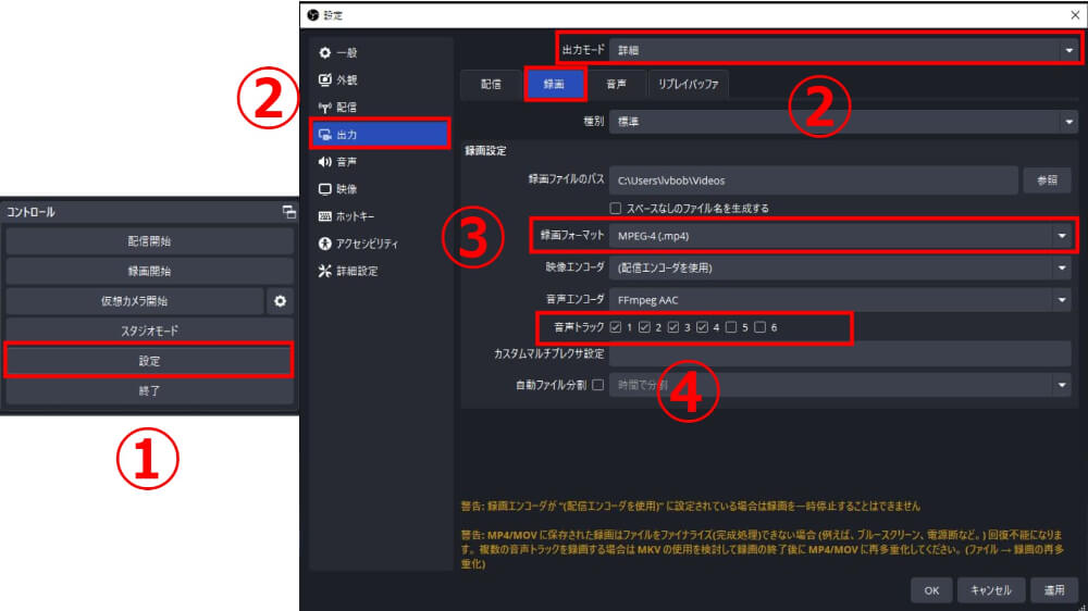 録画フォーマットを設定