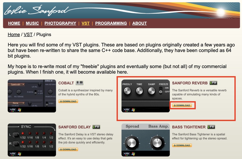 SANFORD REVERBをインストール