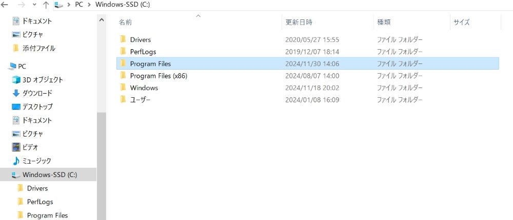 Program Filesを選ぶ