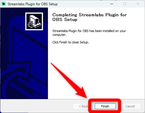 streamlabs　obs　インストール完了