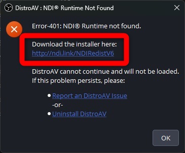 obs ndi エラーメッセージ