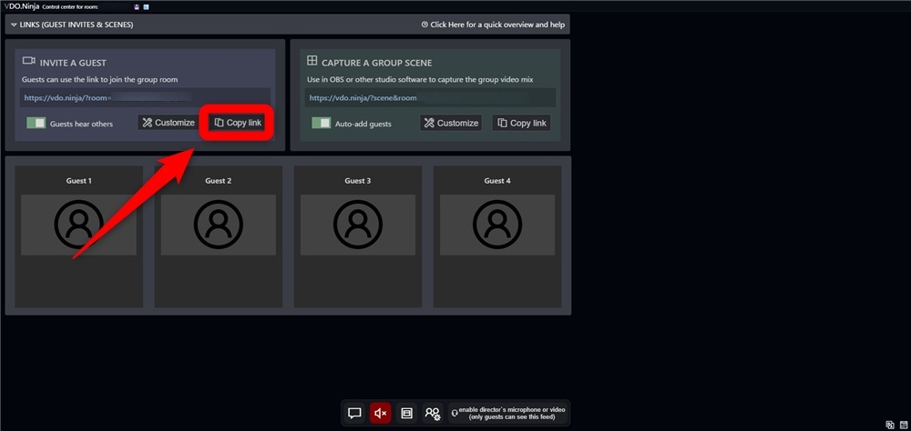 obs ninja Copy Linkをクリック