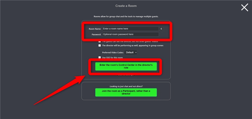 obs ninja RoomNameとPasswordを入力
