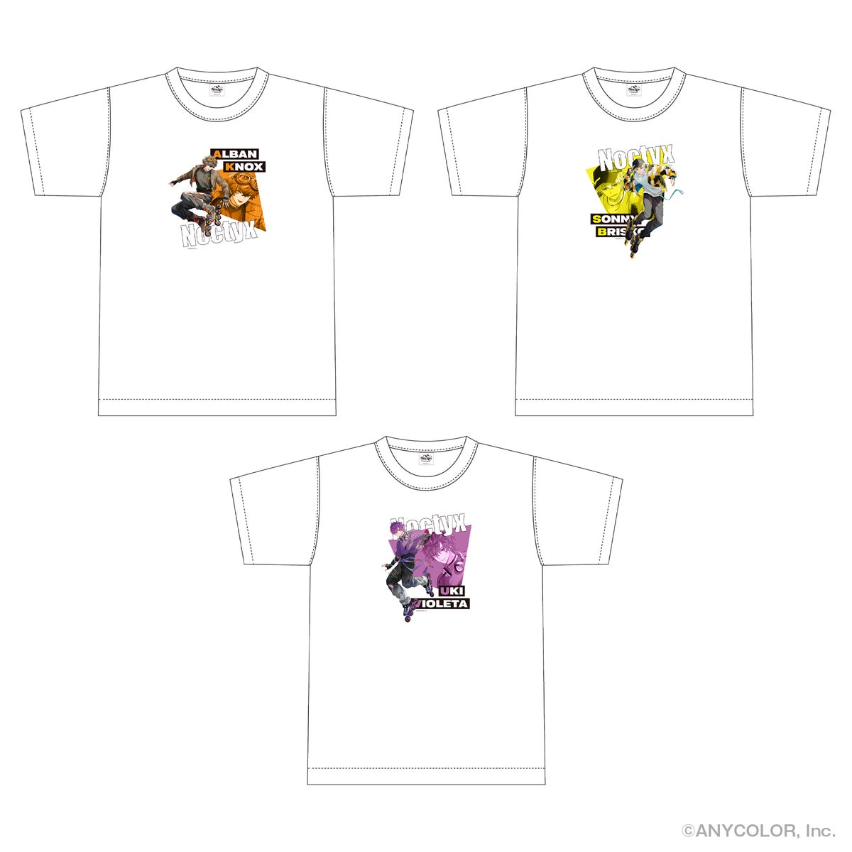 Noctyx Tシャツ3種 Alban Knox・Uki Violeta・Sonny Brisko各モデル