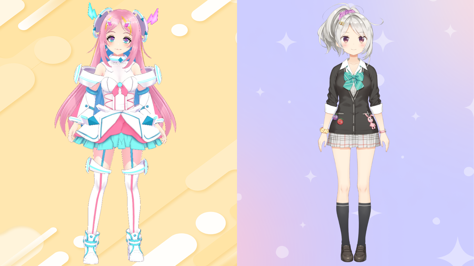 左:3Dアバター(想ふうか) 右:2Dアバター(柊アリサ)