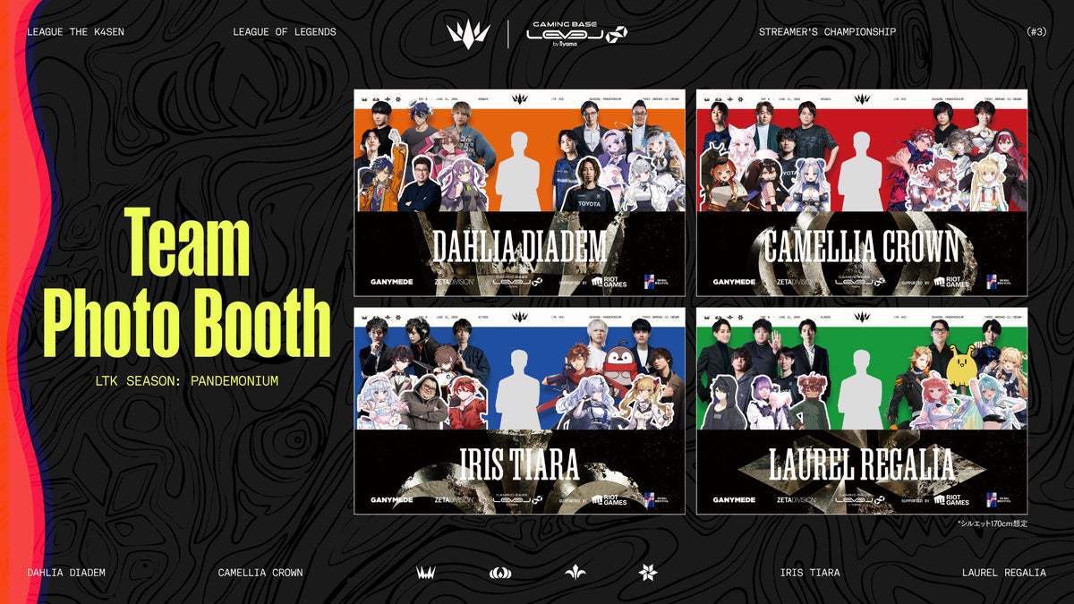 出場4チーム（DAHLIA DIADEM／CAMELLIA CROWN／IRIS TIARA／LAUREL REGALIA）