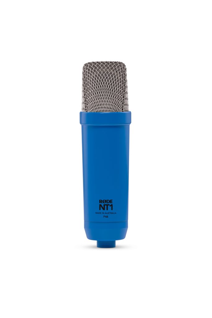 NT1シグネチャーシリーズ コバルトの背面。RØDE NT1とMADE IN AUSTRALIA、P48の刻印が入る