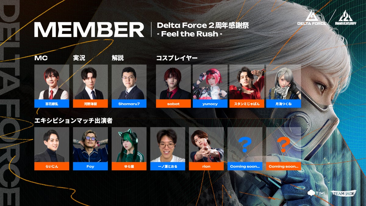 「Delta Force 2周年感謝祭 〜Feel the Rush〜」出演者一覧ビジュアル