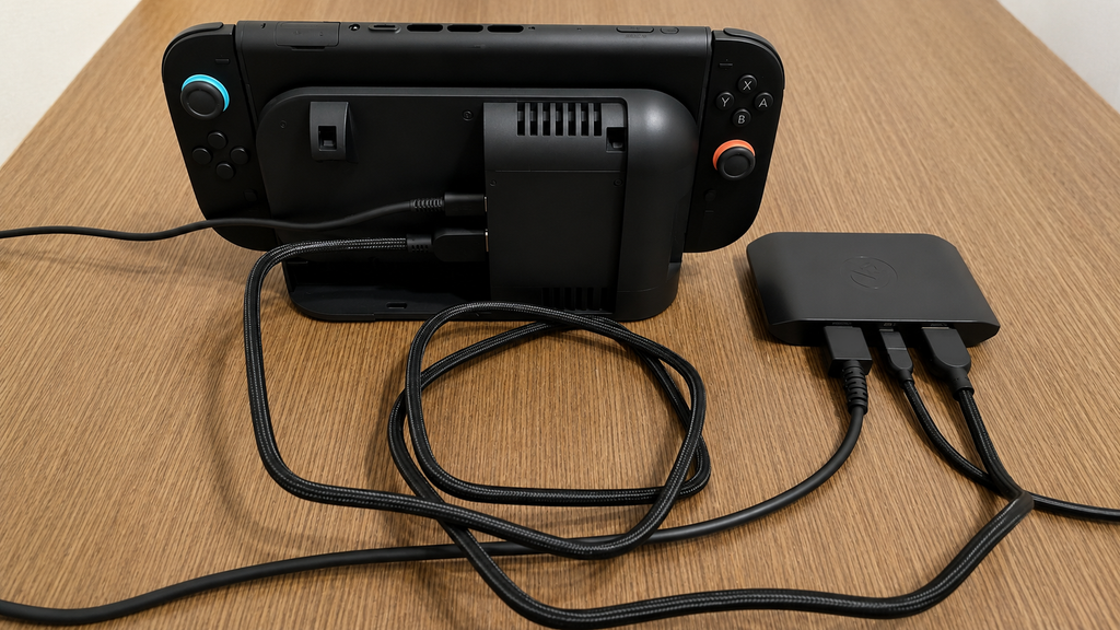 Switch 2をドック経由でキャプチャーボードにつないだ接続構成